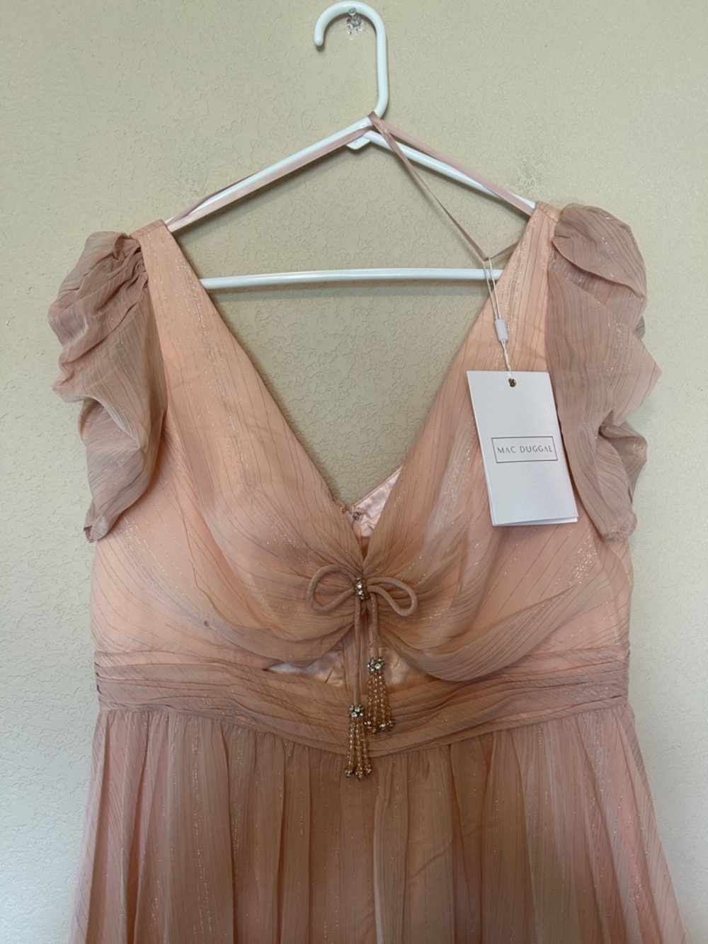 NWT Mac Duggal 68187 Blush Pink Metallic Tiered Tea Dress Size 12 Formal Event - Picture 7 of 15